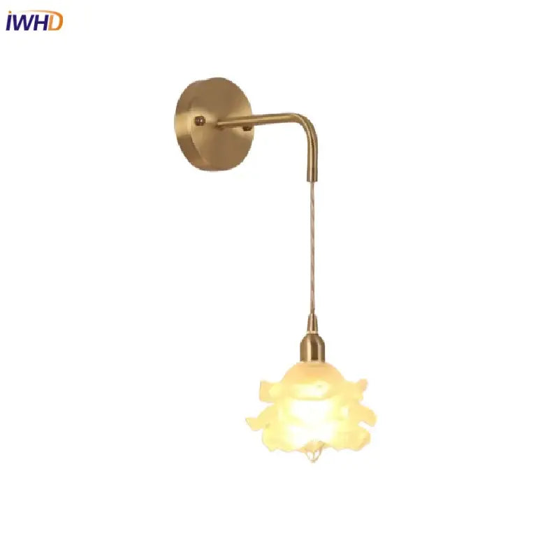 Modern gold led glass wall lamp flower sconce bedroom light