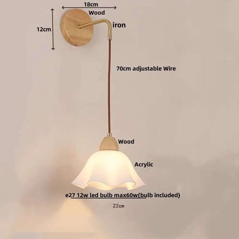 Modern gold led glass wall lamp flower sconce bedroom light