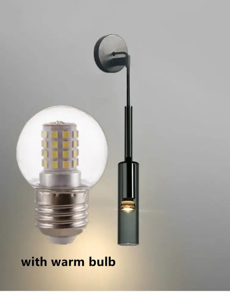 Modern black cylindrical led glass wall lamps for living room