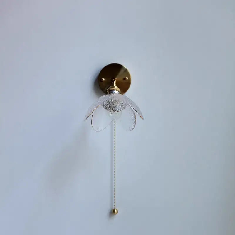 Modern gold textured glass flower wall light fixture living room