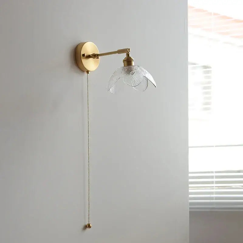 Modern gold textured glass flower wall light fixture living room