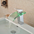 Modern chrome led glass waterfall basin faucet bathroom sink mixer