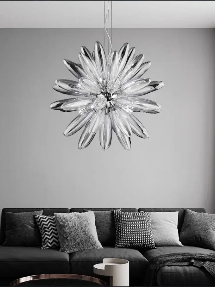 Modern white & silver flower led globe pendant light dining room