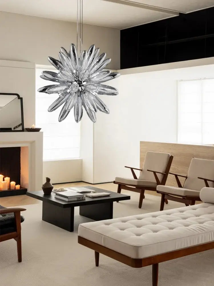 Modern white & silver flower led globe pendant light dining room