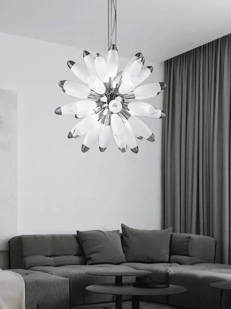 Modern white & silver flower led globe pendant light dining room