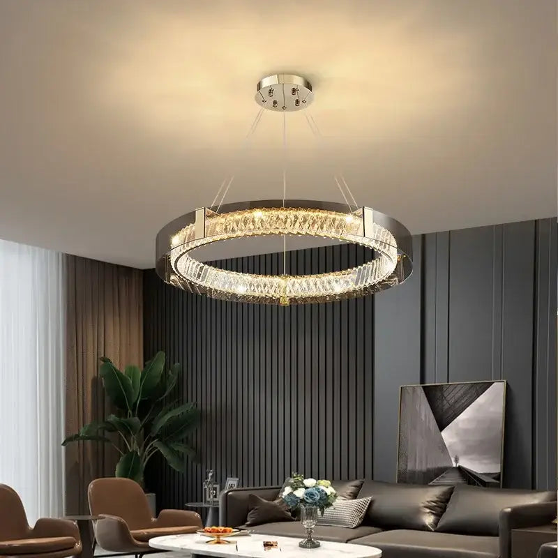 Modern gold crystal glass ceiling chandelier for living room
