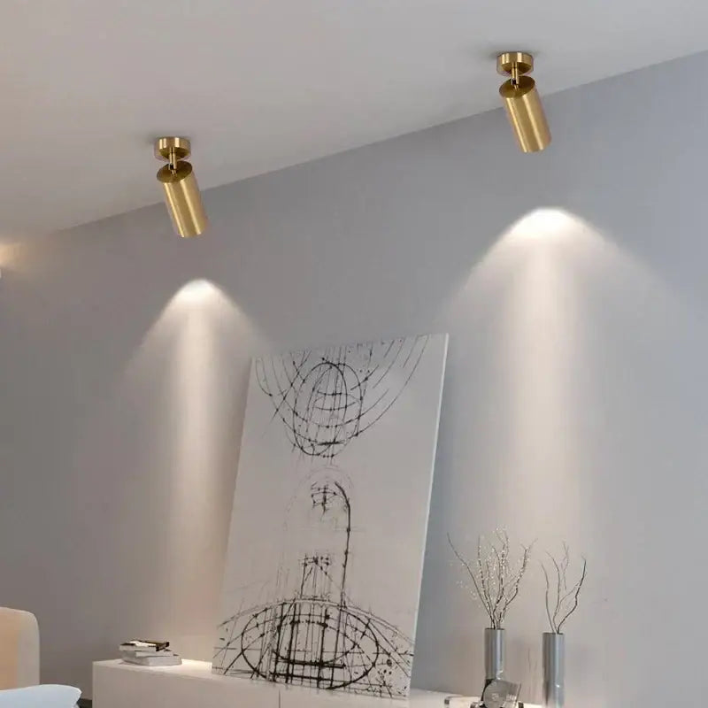 Modern brass led golden ceiling spotlight for living room