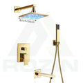 Modern gold led rainfall shower faucet set bathroom fixture