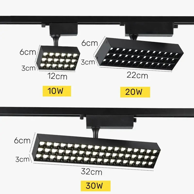 Modern black led grille track light for clothing store ceiling rail