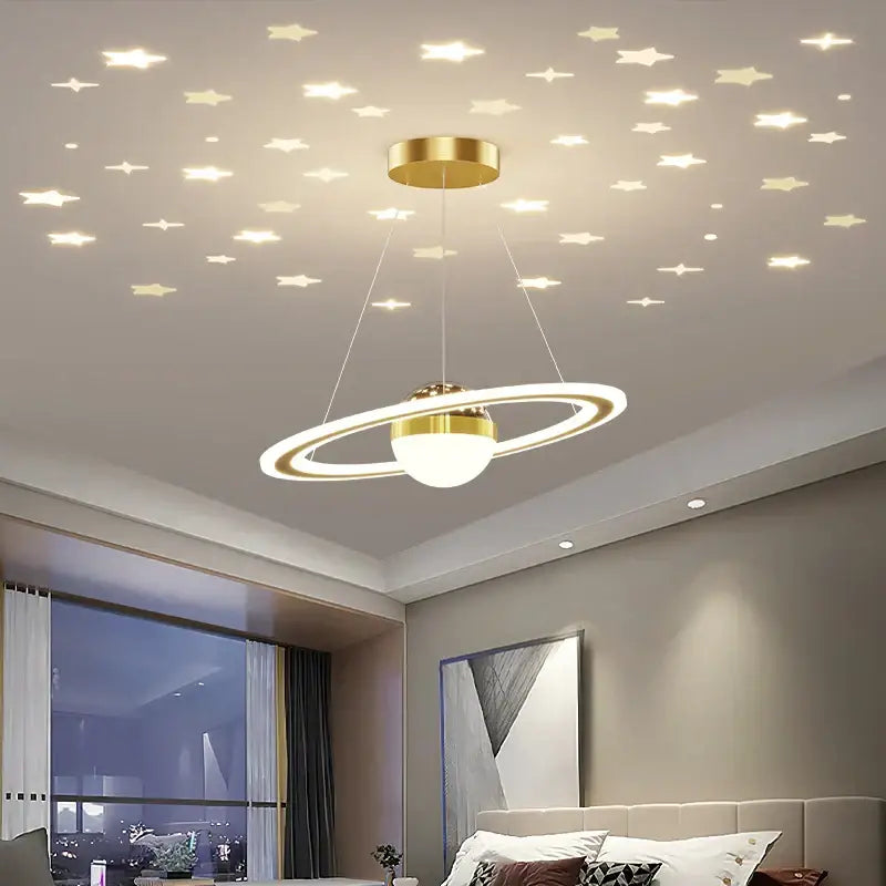 Modern gold & white crown led gypsophila chandelier living room light