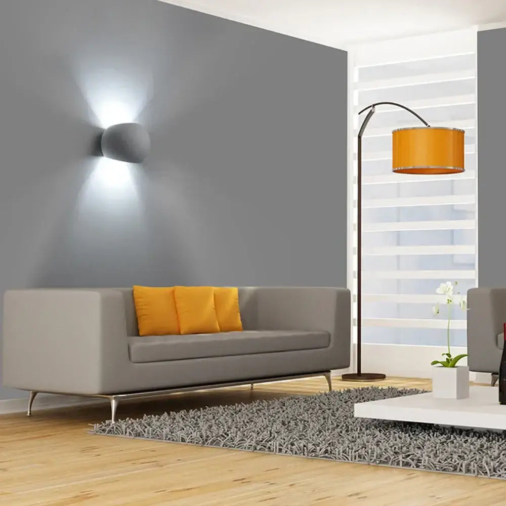 Modern white sphere led gypsum wall sconce bedroom warm light