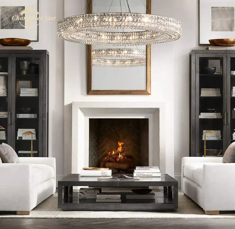 Modern led halo crystal chandelier for dining room