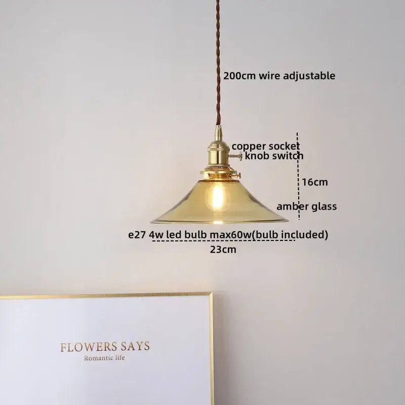 Modern brass and glass decorbites led hanging lamp bedroom light
