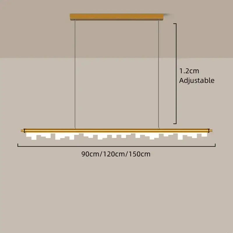 Modern gold linear led hanging lamps for dining room