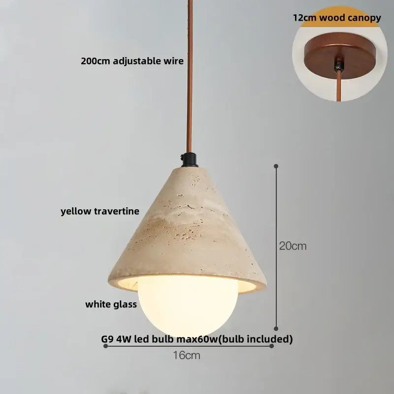 Yellow travertine led hanging light dining room pendant light