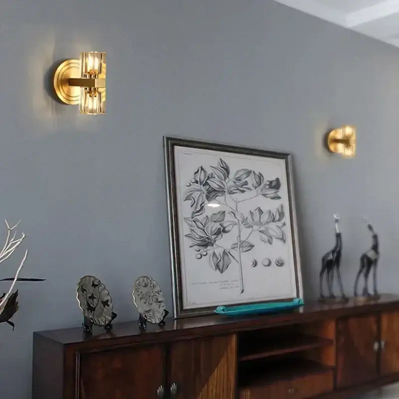 Modern gold faceted glass led indoor bedside lamp bedroom sconce