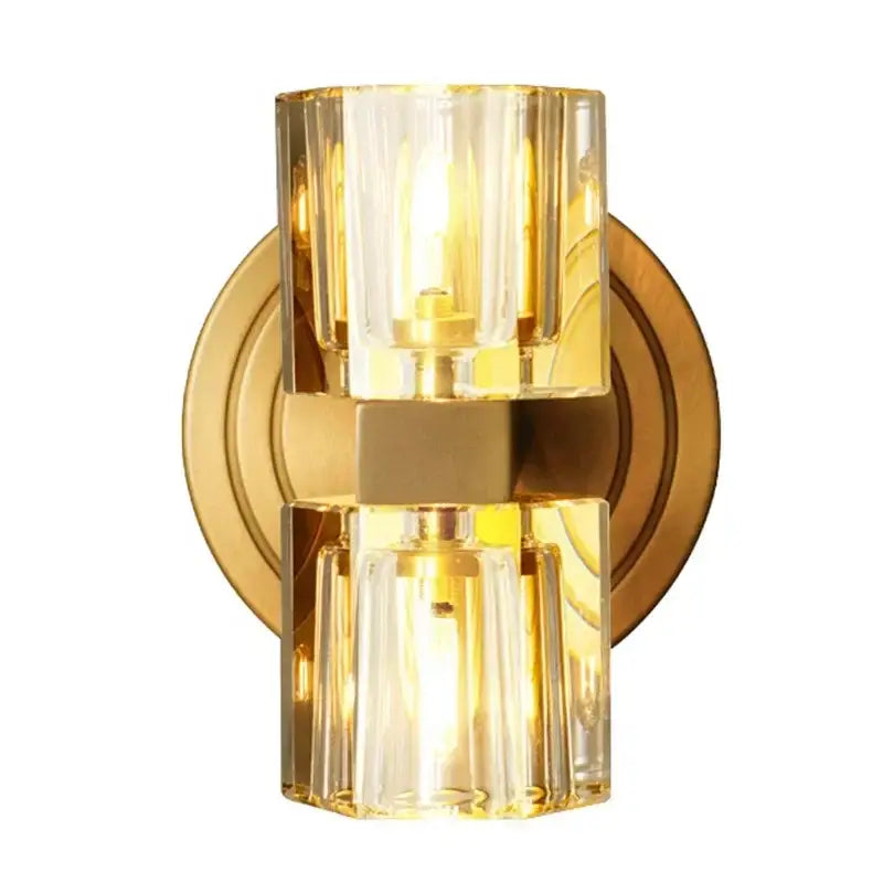 Modern gold faceted glass led indoor bedside lamp bedroom sconce