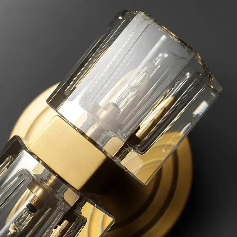 Modern gold faceted glass led indoor bedside lamp bedroom sconce