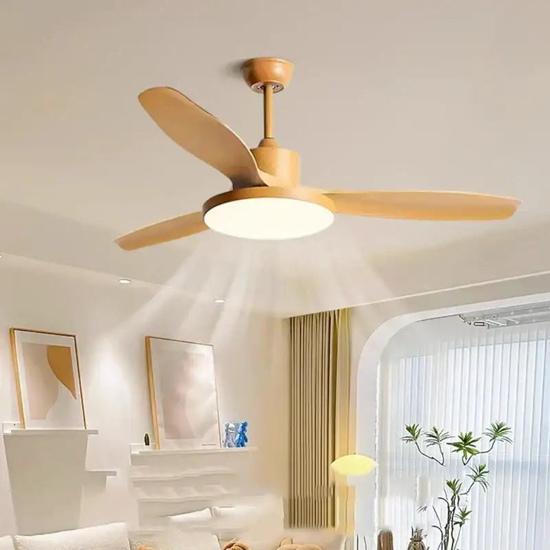 Modern black and dark wood ceiling fan lights living room