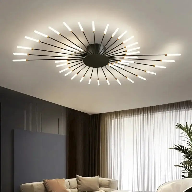 Modern gold starburst led indoor ceiling light for bedroom