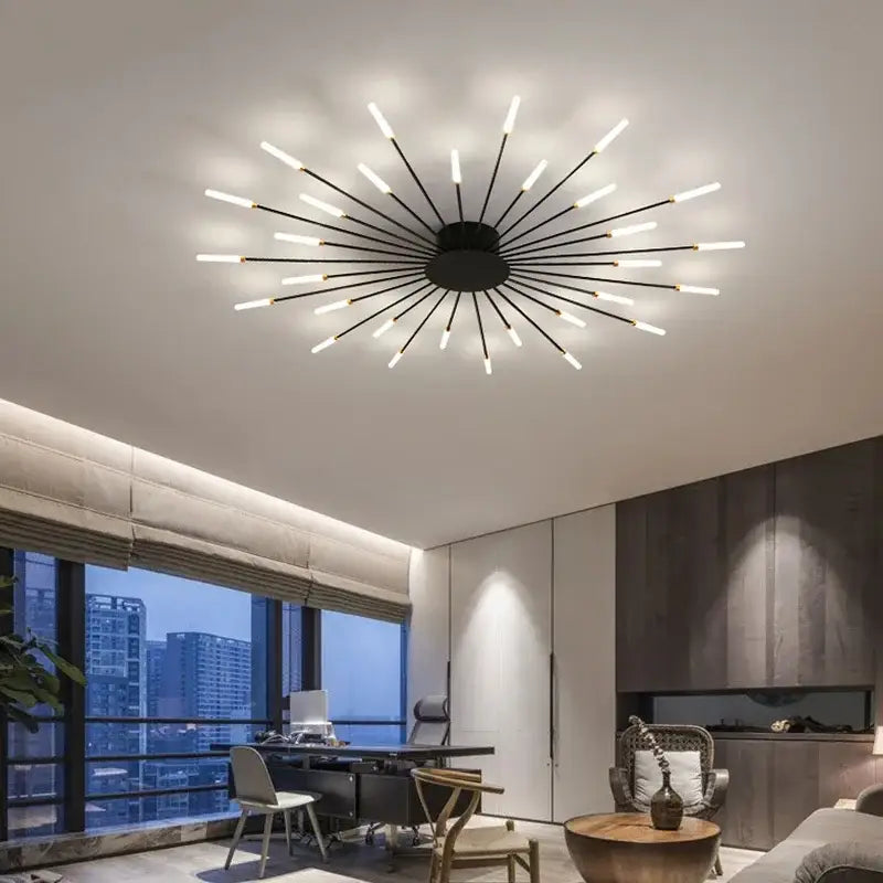 Modern gold starburst led indoor ceiling light for bedroom