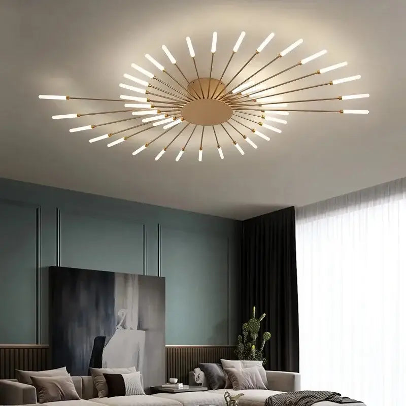 Modern gold starburst led indoor ceiling light for bedroom