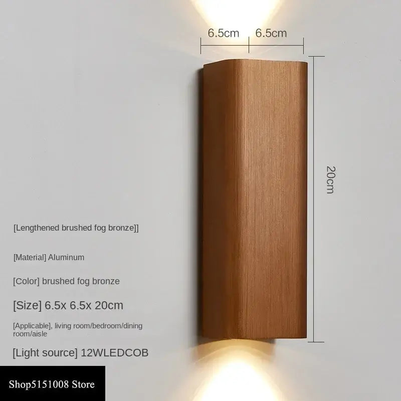Modern wood and metal indoor wall lamp bedroom sconce