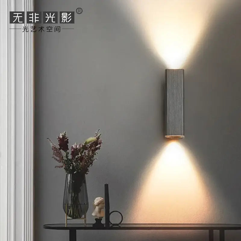 Modern wood and metal indoor wall lamp bedroom sconce
