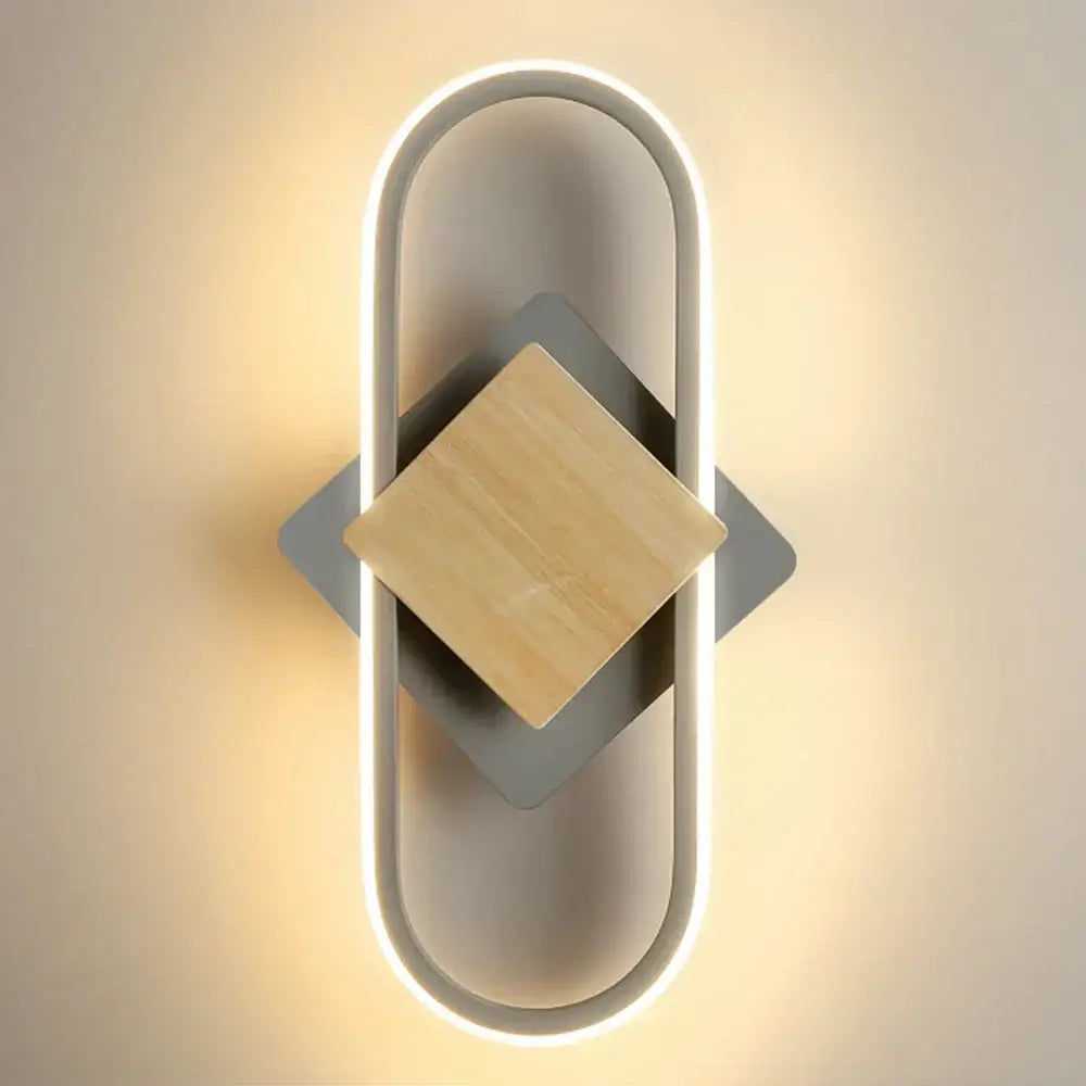 Modern oval wood decorbites led indoor wall light bedroom sconce