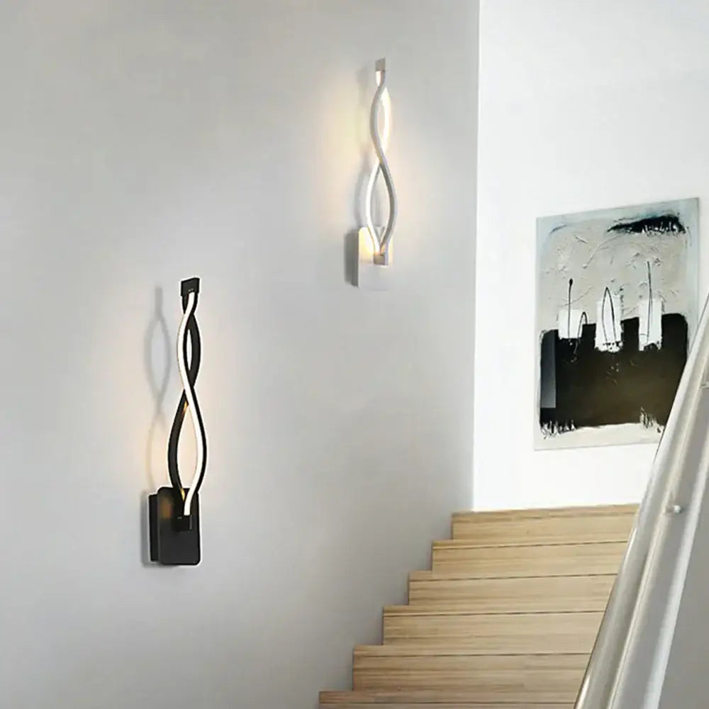 Modern black & white led indoor wall light for bedroom decor