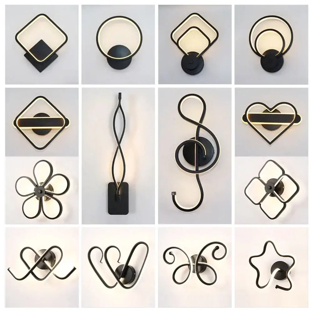 Modern black & white led indoor wall light for bedroom decor