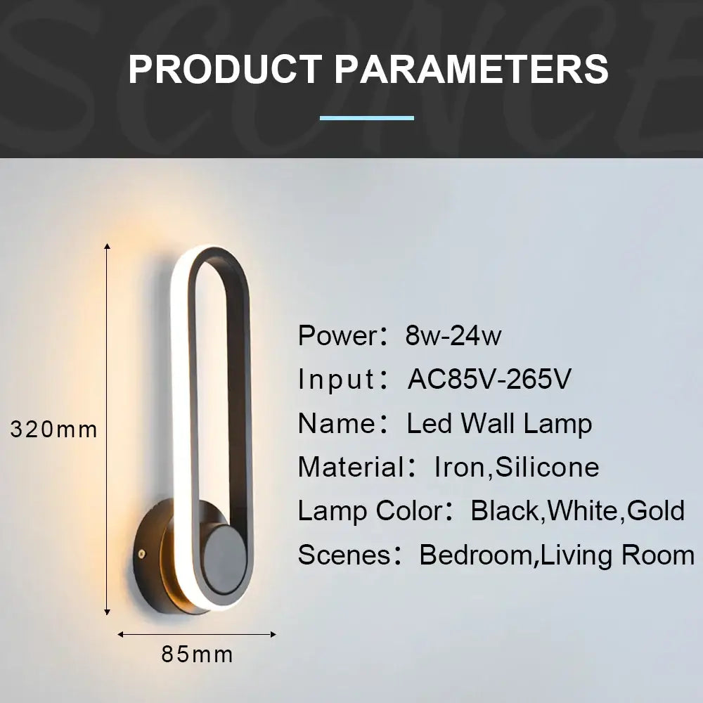 Modern minimalist white led indoor wall sconce bedroom light