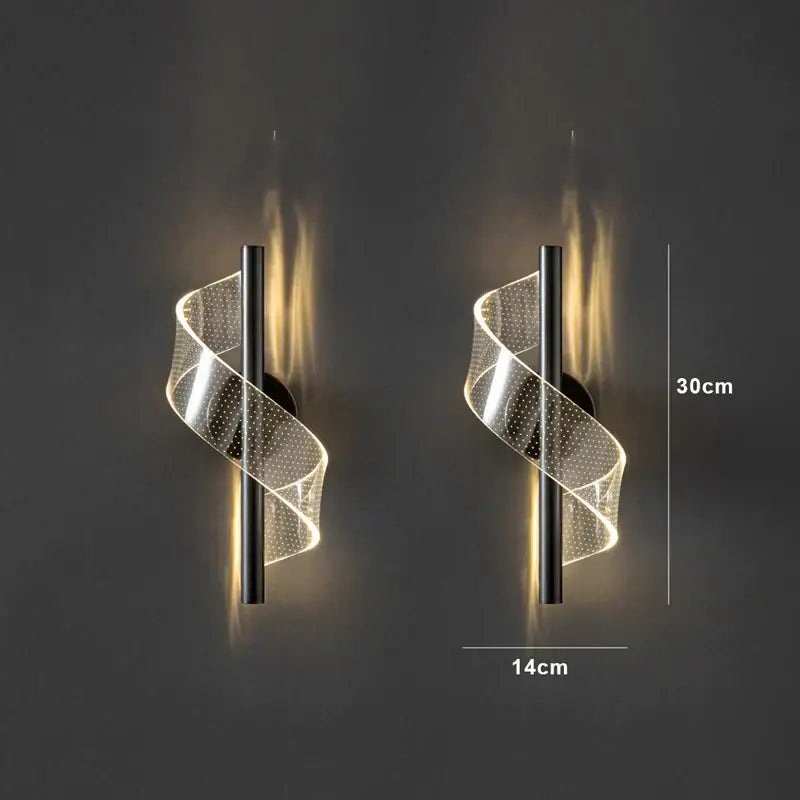 Modern black spiral mesh wall sconce light for bedroom