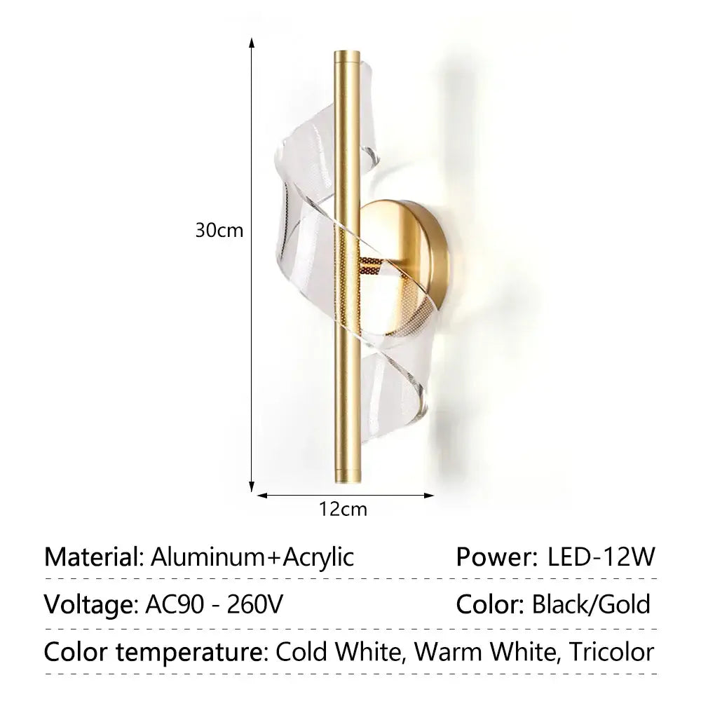 Modern black mesh rod led wall sconce light for living room
