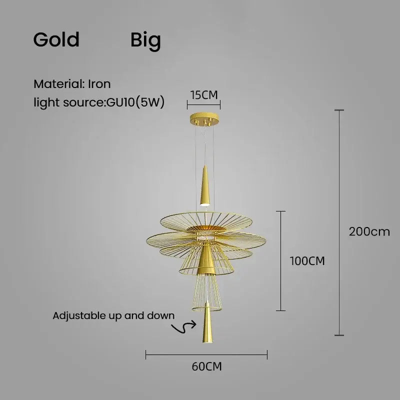 Modern golden flower iron pendant chandelier for dining room