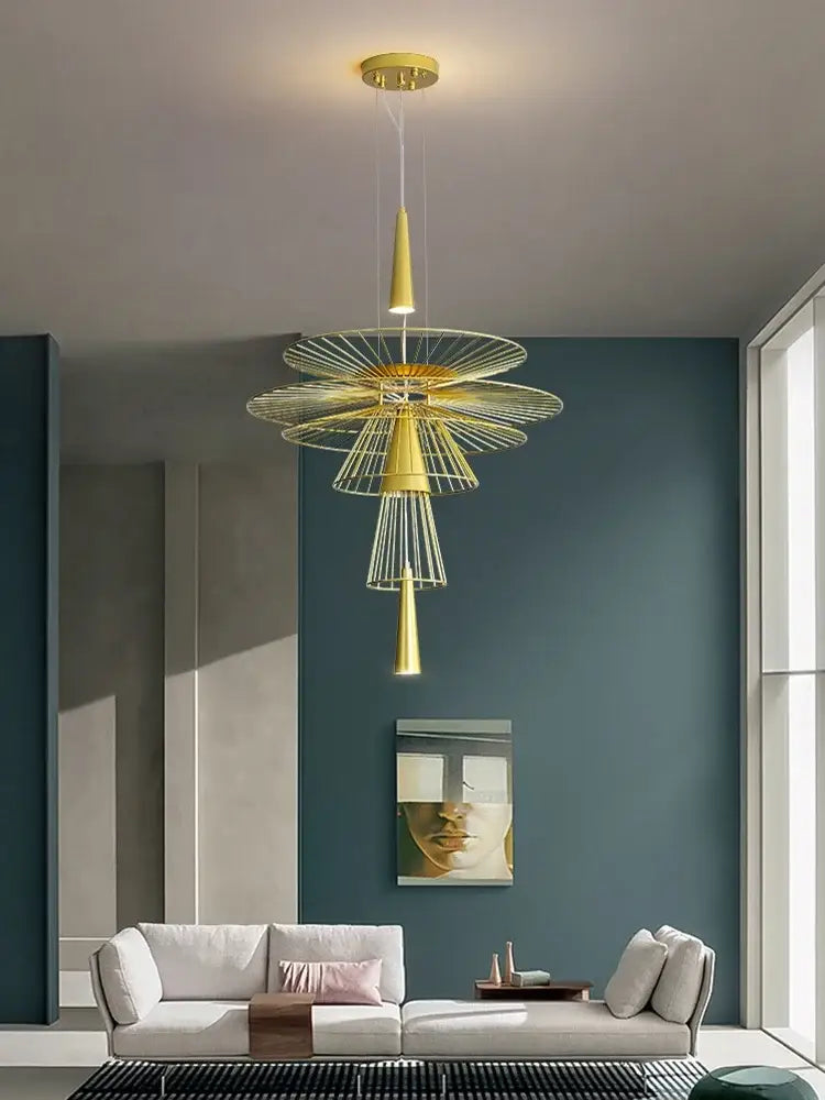 Modern golden flower iron pendant chandelier for dining room