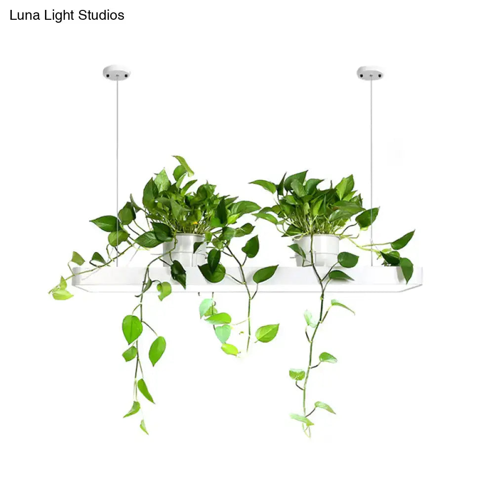 Modern rectangular black & white led island light kitchen plant pendant