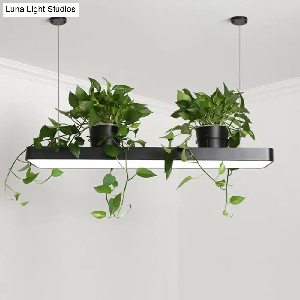 Modern rectangular black & white led island light kitchen plant pendant