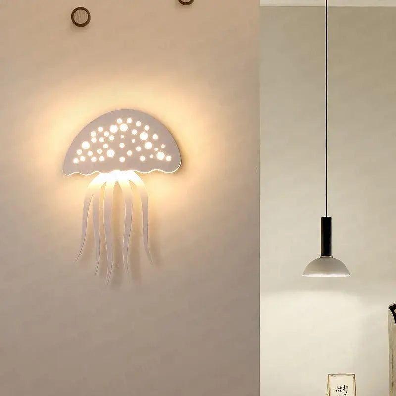 Modern white led jellyfish wall lamp bedroom sconce