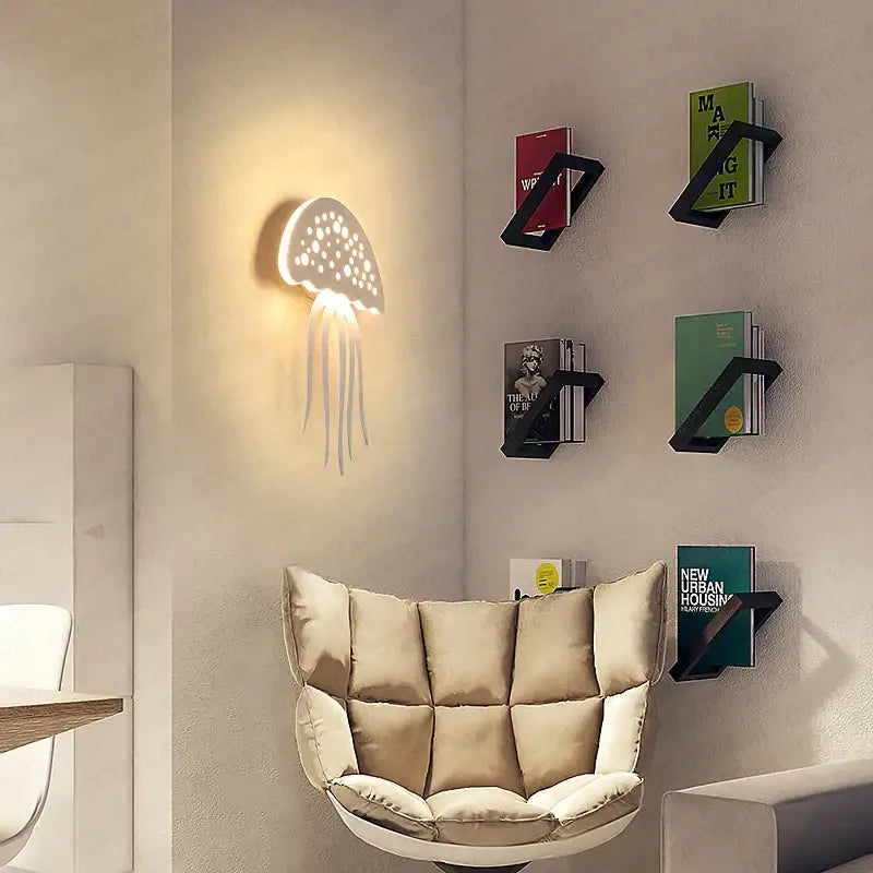 Modern white led jellyfish wall lamp bedroom sconce