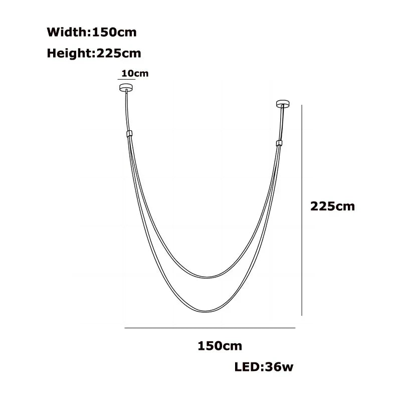 Modern minimalist led chandelier leather belt living room light