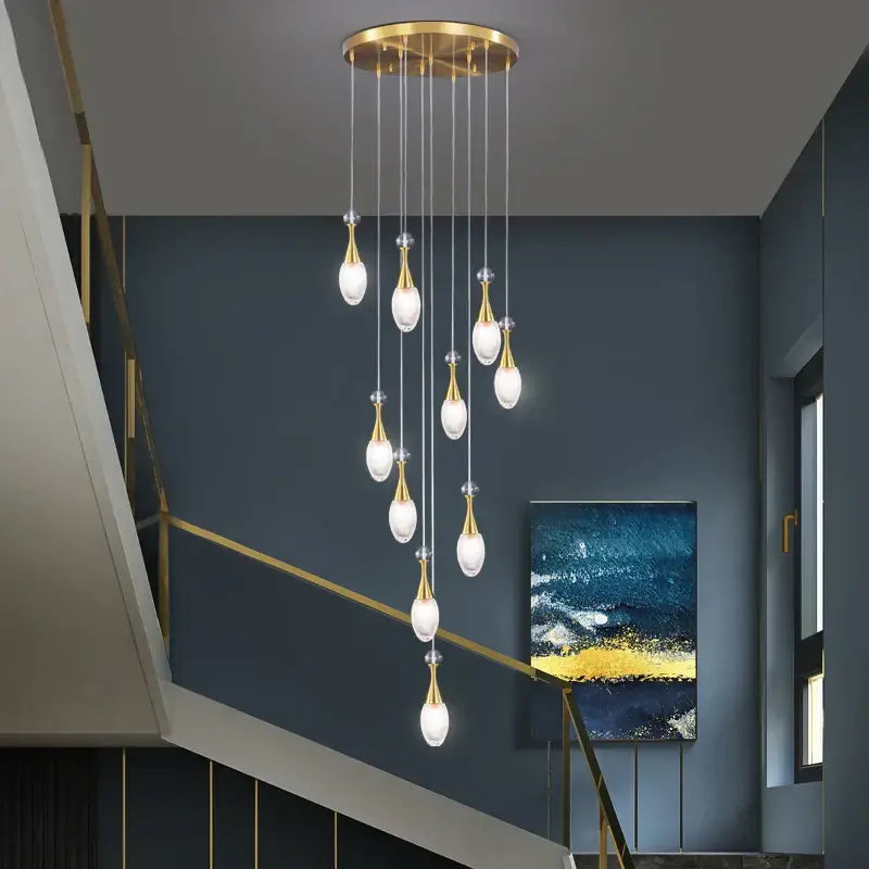 Modern gold teardrop led luxury chandelier for living room