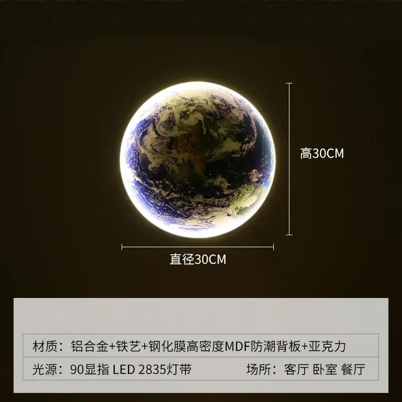 Realistic luxury earth wall lamp for living room art decor