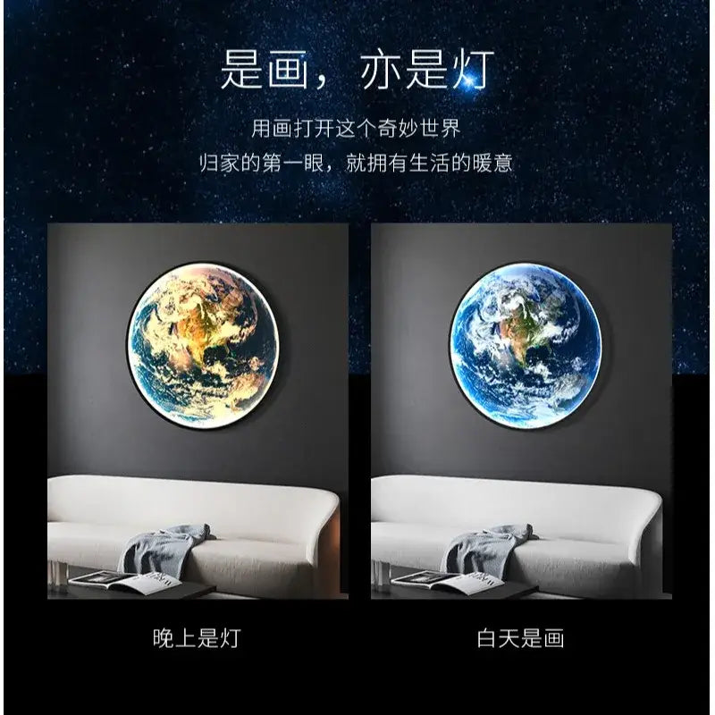 Realistic luxury earth wall lamp for living room art decor