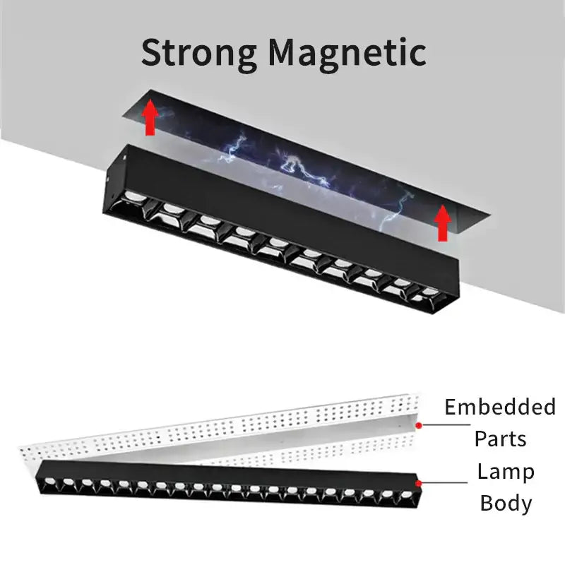Modern silver and black led magnetic downlight living room linear spot