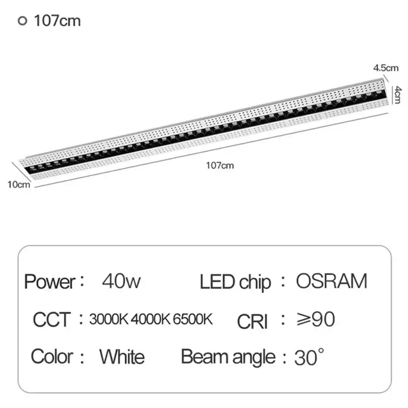 Modern silver and black led magnetic downlight living room linear spot