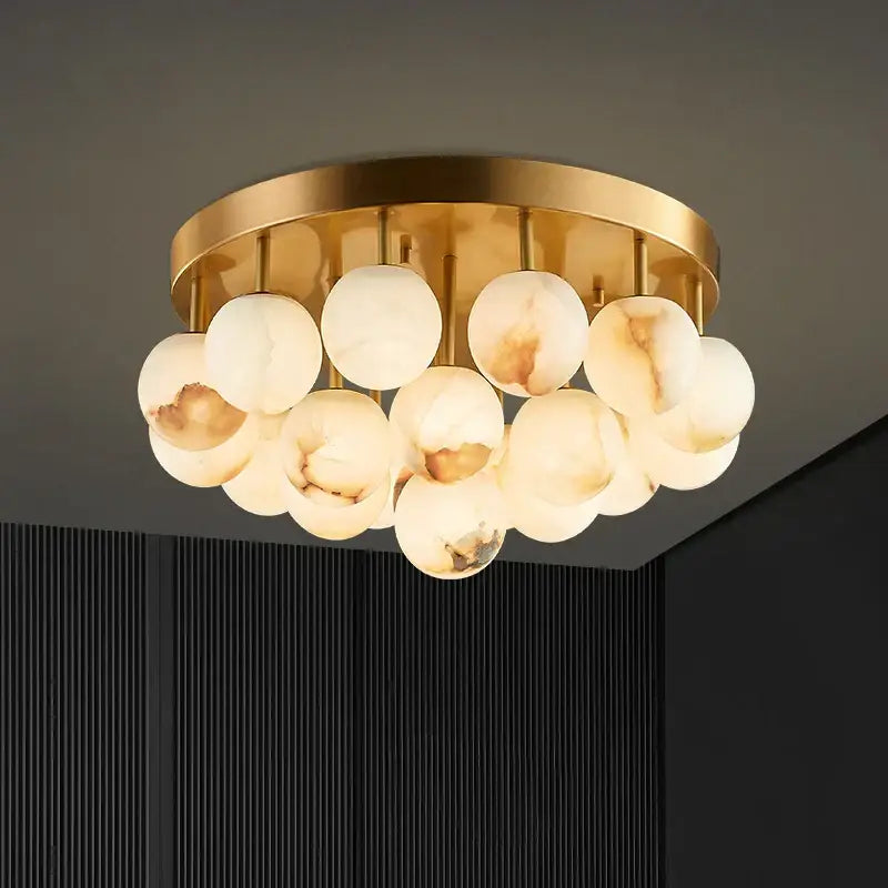 Modern brass led marble balls chandelier dining room pendant light