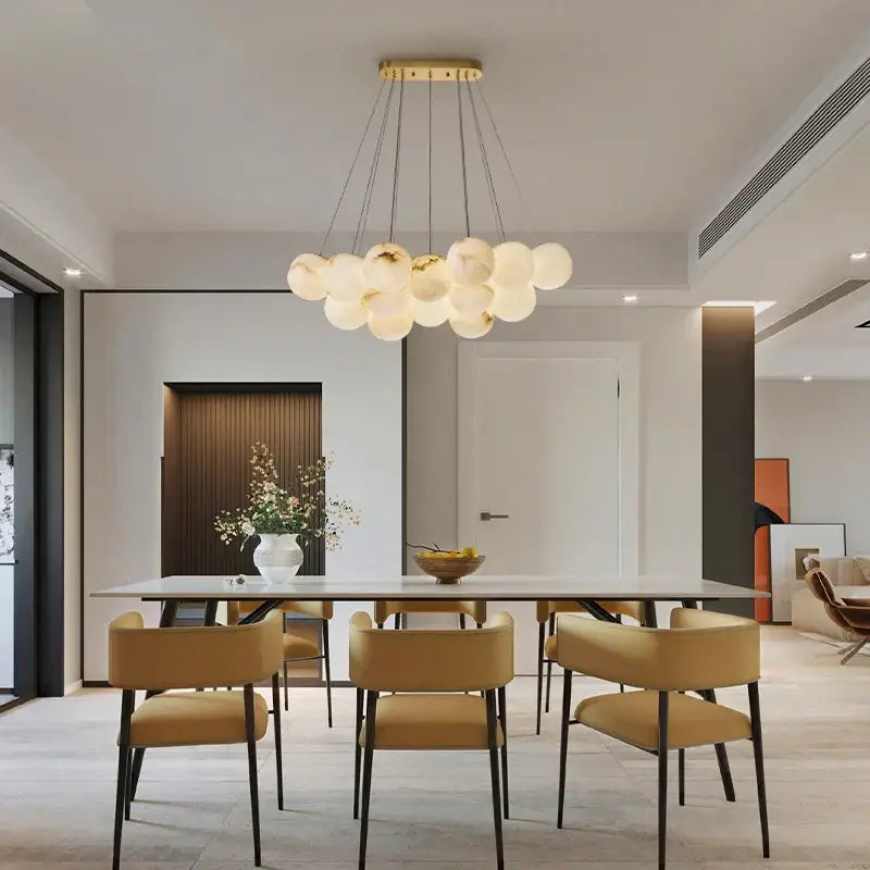 Modern brass led marble balls chandelier dining room pendant light