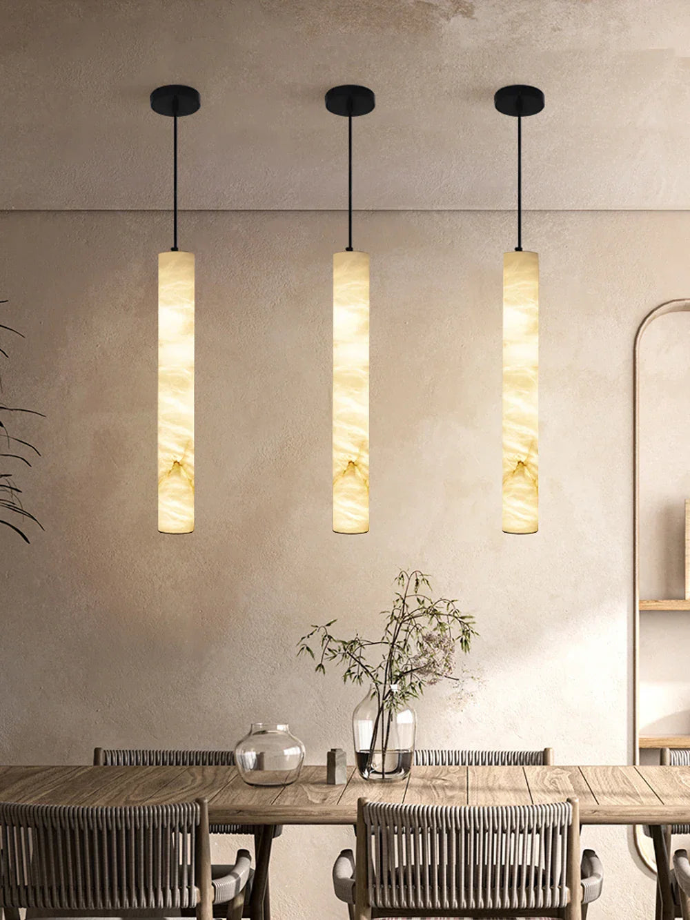 Modern white alabaster led marble hanging lamps for dining room