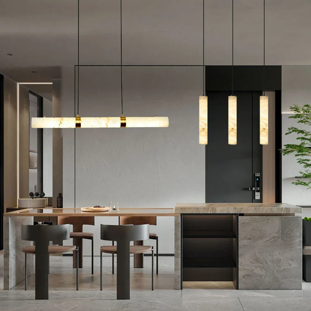 Modern white alabaster led marble hanging lamps for dining room